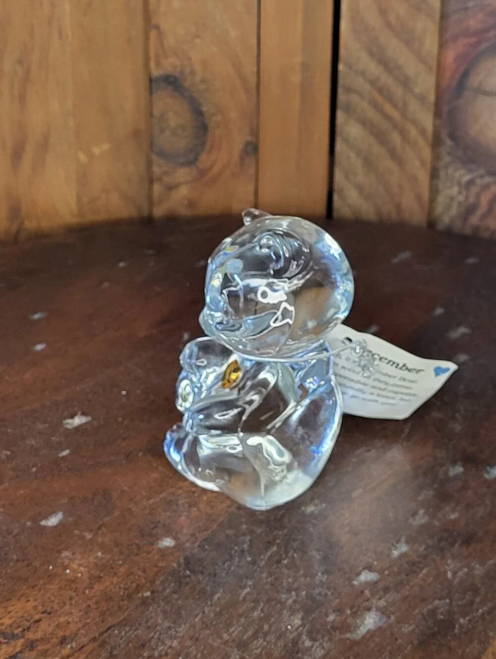 Fenton Clear Glass Bear Figurine with Tag